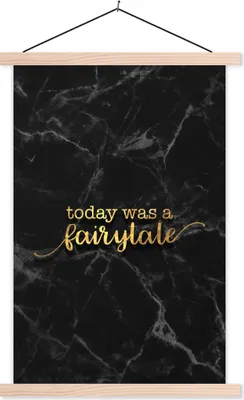 Produktbild von MuchoWow® Textilposter Zitate - Sprichwörter - Gold - Marmor 60x90 cm mit holzfarbenen Rahmen - Textil