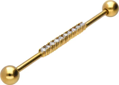Produktbild von Zungenpiercing, Intim-Piercing Chirurgenstahl Industrial Ohrpiercing BALKEN + 10 KRISTALLE