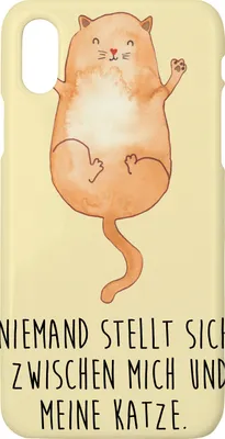 Produktbild von Mr. & Mrs. Panda Iphone 10 Handyhülle Katze Umarmen - Gelb Pastell - Geschenk, Cat, X, Cover, Handy, Cats, Kater, Katzen, Handycover