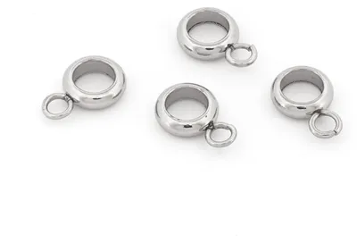 Produktbild von Vintageparts Collierschlaufen aus Edelstahl, platinfarben, 6 mm, 4 Stück