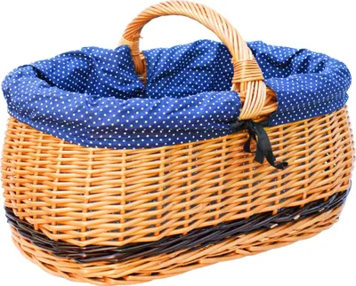 Produktbild von YULKA Einkaufskorb "BAGI KLEIN" mit abnehmbaren Stoff (Marineblau mit weißen Punkten)