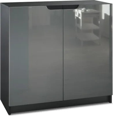 Produktbild von Vladon Sideboard Logan,  Germany, Kommode mit 2 Türen, Schwarz matt/Grau Hochglanz (82 x 78 x 37 cm)