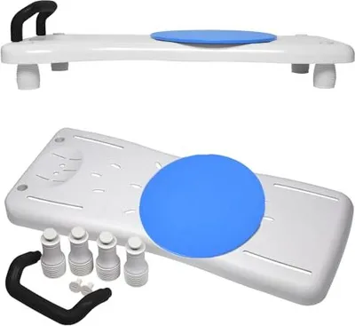 Image de JOIEYOU Planche de bain Siège de baignoire pour adultes avec poignée ergonomique et plateau tournant, siège de baignoire antidérapant Planche de douche Planche de bain, noir