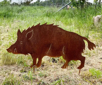 Produktbild von Wildschwein stehend 90x50cm zum Stecken Gartenstecker Edelrost Gartendeko Wetterfest Rost Gartenfigur Metall Rostfigur Tier Waldtier