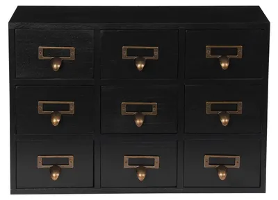 Immagine prodotto di Armadietto farmacia in legno - Armadietto contenitore con 9 cassetti - schedario - armadietto medicinali - contenitore per erbe aromatiche - dimensioni 38,1 x 9,4 x 25,9 cm