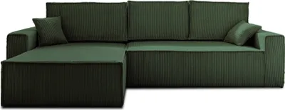 Produktbild von Best Möbel Dellia, Ecksofa beidseitig montierbar mit Schlaffunktion, mit Bettkasten, aus Cord, 4-Sitzer , Grün