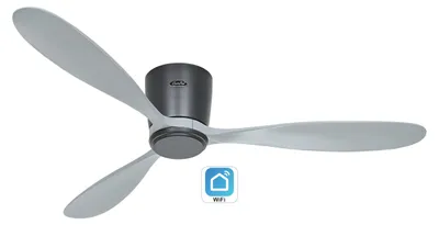 Produktbild von Energiespar Deckenventilator mit Fernbedienung Eco Plano Wood WiFi Basaltgrau / Lichtgrau