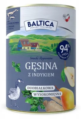 Zdjęcie produktu dla Mokra karma dla psa BALTICA Smaki regionów Gęsina z indykiem 400g