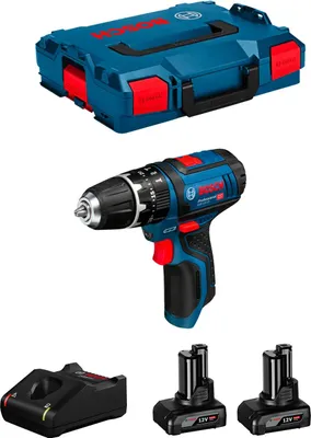 Produktbild von Schlagbohrschrauber BOSCH GSB 12V-15 (2 x 6,0 Ah + GAL12V-40 + L-Boxx 102)