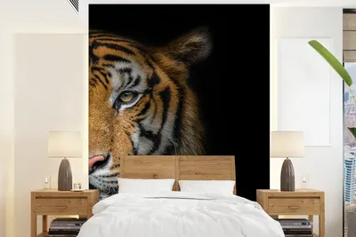 Produktbild von MuchoWow® Fototapete für Wohnzimmer oder Schlafzimmer Wandtapete Vinyl Motivtapete Tiger - Tiere - Porträt - 190x260 cm - Papiertapete