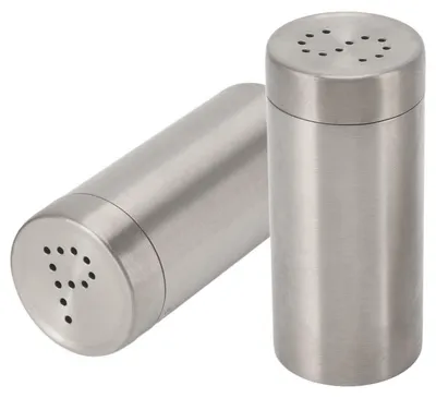 Produktbild von 2er-Set Salz- und Pfefferstreuer, goldene Gewürzgläser, Edelstahl, rostfrei, mit Schraubverschluss, für Salz, Zucker und Pfeffer, silberfarben