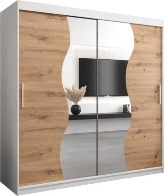 Produktbild von Kleiderschrank, Schiebetürenschrank Schlafzimmer, Schrank mit Spiegel MADRYT 200 cm