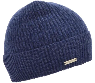 Immagine prodotto di Berretto in maglia di cashmere Seeberger con risvolto a coste, blu, taglia unica