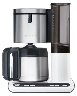 Produktbild von Bosch TKA8A681, Filterkaffeemaschine, 1,1 l, Gemahlener Kaffee, 1100 W, Schwarz, Edelstahl, Weiß