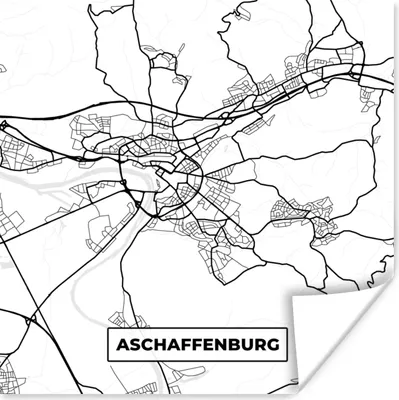Produktbild von MuchoWow® Poster Aschaffenburg - Karte - Stadtplan 100x100 cm - Babyzimmer