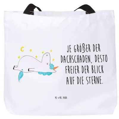 Produktbild von Mr. & Mrs. Panda Schultasche Einhorn Sternenhimmel - Weiß - Geschenk, Tote Bag, Unicorn, Reisetasche, Laptoptasche, Verrückt, Sterne, Stoffbeutel, Tasche, Einhörner