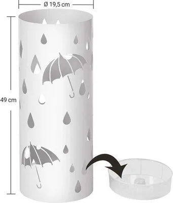Produktbild von Famanu Runder Regenschirmständer aus Metall - Weiß, 49 x Ø 19,5 cm