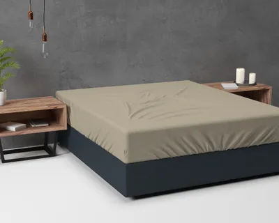 Produktbild von Sleeptime 100% Flanell Basic Spannbettuch Taupe 180 x 200 cm