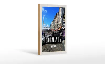 Produktbild von Holzschild Reise 12x18 cm Normandy France Stadt Reiseziel Dekoration