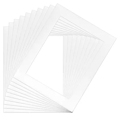 Passepartoutkarton, 10 Stück, 1 mm, weiß, 20,3 x 25,4 cm, Innen 15 x 20 cm