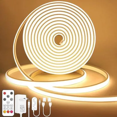 Productafbeelding van Dimbare Warmwitte LED Strip 5m - Waterdichte Flexibele Lichtstrip met Afstandsbediening voor Binnen en Buiten