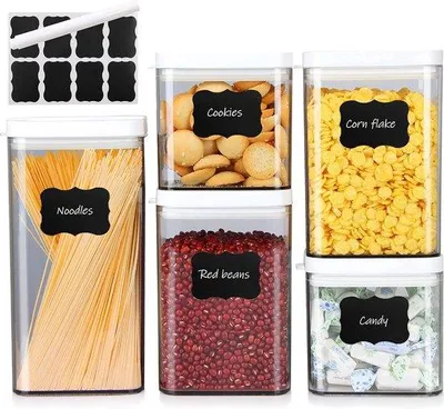 Image de Lot de 5 récipients de cuisine, en plastique, sans BPA, avec couvercles