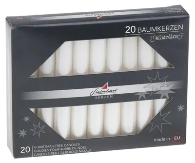 Produktbild von Baumkerzen Edelglanz Weiß 95 x Ø 13 mm, 20 Stück