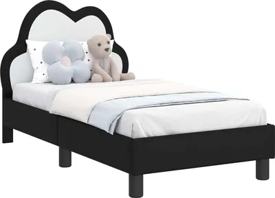 Image de vidaXL Sommier de lit d'enfant avec tête de lit Noir 70 x 140 cm PU