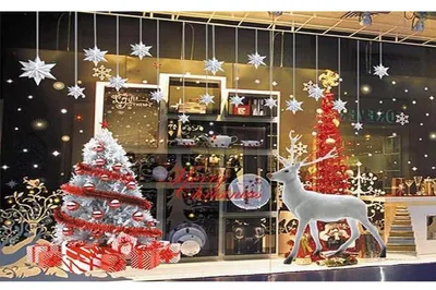 Produktbild von Fensteraufkleber Weihnachten Schneemann Weihnachtsmann Schneeflocke Hirsch PVC wiederverwendbar