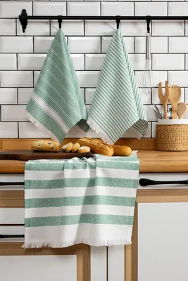 Produktbild von Mijolnir, Eliza - Green, Handtuch-Set (3-teilig), Grün, 65 % BAUMWOLLE / 35 % POLYESTER, 45 x 65 cm