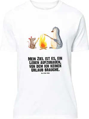 Produktbild von Mr. & Mrs. Panda Größe L T-Shirt Pinguin Lagerfeuer - Weiß - Geschenk, Arbeit, Job, Tshirt, Maus, Leben, mit Spruch, Shirt, Motivation