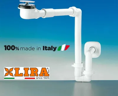 Obrázek produktu pro Prostorově úsporný sifon + zátka click-clack, SPAZIO BAGNO, bílá