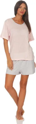 Produktbild von Damen kurzer Pyjama T-Shirt mit Hotpants Nachtwäsche; Muster 6 S