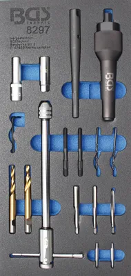 Immagine prodotto di Carrello da officina BGS 1/3: Set per la rimozione delle candele e la riparazione delle filettature M8 / M10 17 pezzi - 8297