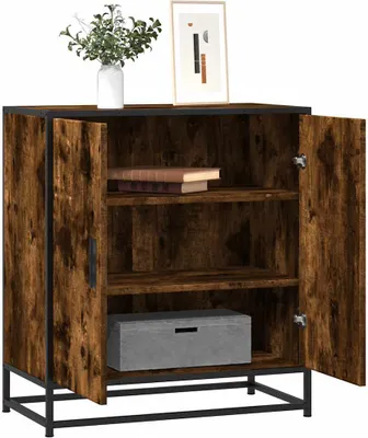 Produktbild von vidaXL Sideboard Räuchereiche 68x35x76 cm Holzwerkstoff und Metall
