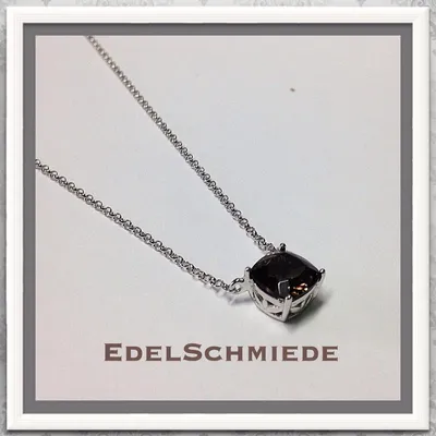 Produktbild von Edelschmiede925 Rauchquarz im Antikcarré als Mittelteilcollier,925