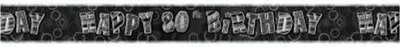 Produktbild von Unique Party - Prisma - Fahne, 80.  - Folie SG19668 (274,32 cm) (Schwarz/Silber)