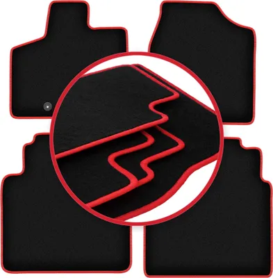 Obrázek produktu pro velurové rohože pro:  Dodge Caravan IV (2008-2016) černé červeným lemováním