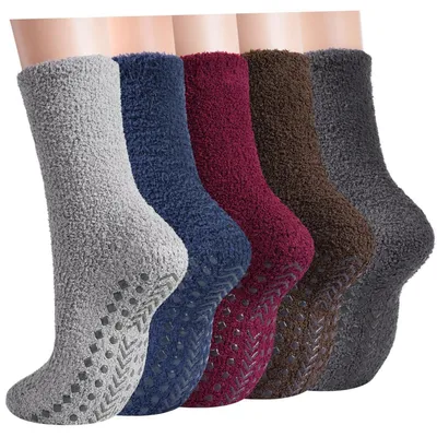 Produktbild von Kuschelsocken Herren Stoppersocken mit Noppen 39-46 5er Pack