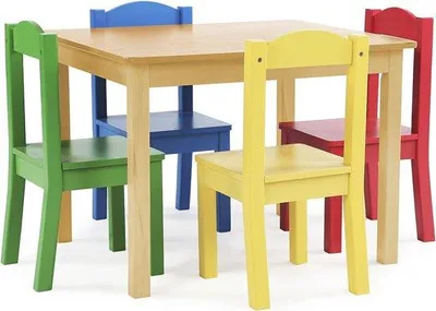 Obrázek produktu pro Dřevěný dětský stůl se 4 židlemi - Ideální pro batolata a batolata