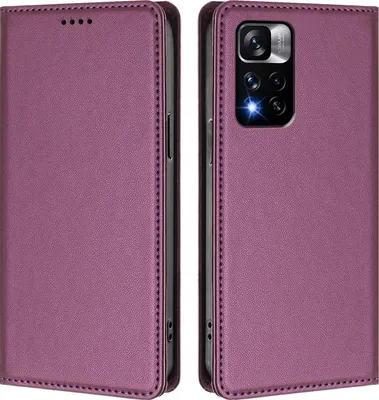 Image de Étui en cuir pour Xiaomi Redmi Note 11 Pro+ 5G, étui à rabat magnétique en cuirPolyuréthaneavec support, violet