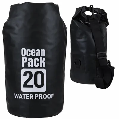 Produktbild von Dry Bag wasserdicht 20 l Packsack Seesack wasserdichte Tasche für Kajak SUP Segeln Camping mit Schultergurt schwarz