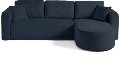 Image de Best Mobilier Miro - canapé d'angle réversible - 4 places - convertible avec coffre - en velours texturé , Bleu