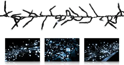 Produktbild von LED Büschellichterkette kaltweiß von - ca. 7m Länge, 480LEDs, 3m Zuleitung (Cluster-Lichterkette, Stimmungsbeleuchtung spritzwassergeschützt, für innen und außen, Weihnachten, Feier, Wohnzimmer, Garten, Terasse)
