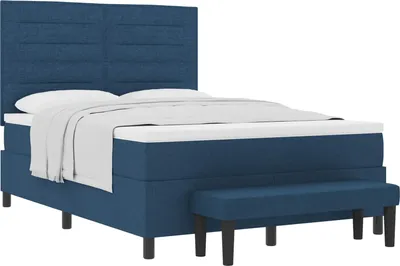 Produktbild von Boxspringbett mit Kopfteil Blau 140 x 200 cm Stoff