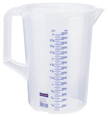 Produktbild von Hünersdorff Messkanne 3000ml Polypropylen Durchmesser 175 x Höhe 238mm blaue Skala 25:25 transparent - 938000