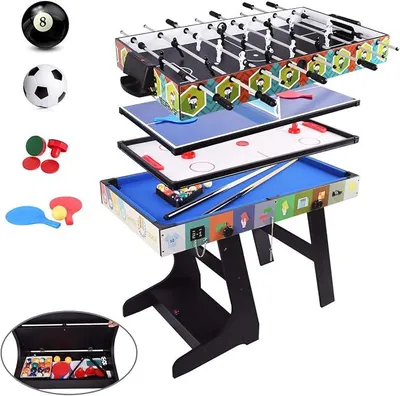 Productafbeelding van Opvouwbaar multifunctioneel tafelspel - Tafelvoetbal/Tafeltennis/Airhockey/Biljarttafel, MDF, 124 * 82 * 61 cm