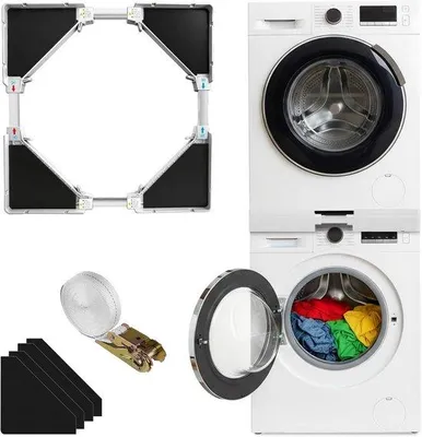 Produktbild von Famanu Verbindungsrahmen Waschmaschine Trockner - Zwischenbaukit stapelbar - Verstellbar 45-70 cm