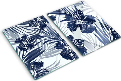 Imagen del producto de Cubierta para placa de cocina – Cubierta para placa de inducción – Placa de vidrio protectora – 2x40x52 cm – Placas de vidrio protectoras para cocina – Vidrio templado – Flores tropicales