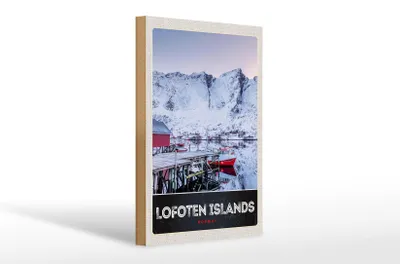 Produktbild von Holzschild Reise 20x30cm Lofoten Island Norwegen Schnee